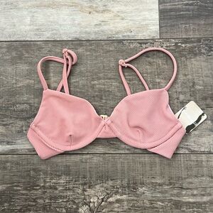 XS Beach Riot Ribbed Pink Bikini Top